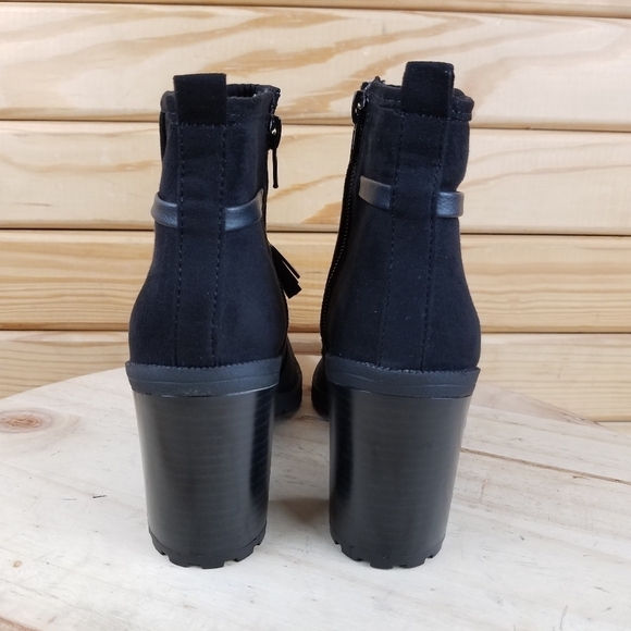 Black Faux Leather / Suede High Heel Booties 6 US Boot Side Zip NEW Jaclyn Smith - Picture 4 of 11